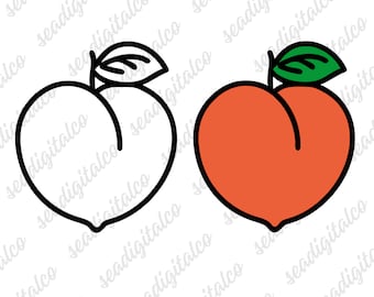 Peach SVG, Peach Outline, Peach Silhouette, Fruit Svg, Peaches Clipart, Vector Cut File, Cricut Cut File, PNG & DXF File