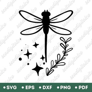 Dragonfly SVG, Dragonfly Clipart, Dragonfly Silhouette, Svg Cut Files for Cricut, Flying Insect Svg, Vector Illustration, PNG & DXF