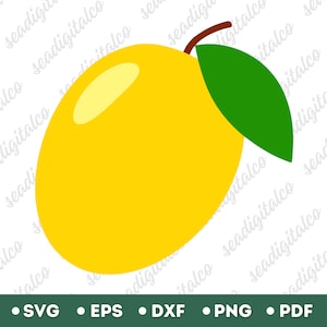 May include: A yellow lemon with a green leaf and a brown stem. The lemon is a simple, flat illustration.