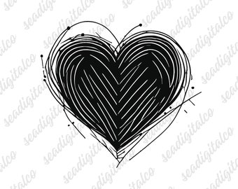 Heart Svg, Hand Drawn Heart Svg, Doodle Heart Svg, Scribble Heart Svg, Heart Clipart, Valentine Svg, Cute Heart Cut Files, Silhouette, DXF