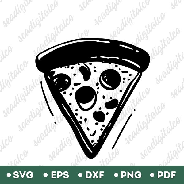 Pizza Slice Svg, Pizza Outline Svg, Pizza Doodle, Pizza Lover Svg, Pizza Slice Cut Files, Junk Food Svg, Vector Illustration, PNG & DXF