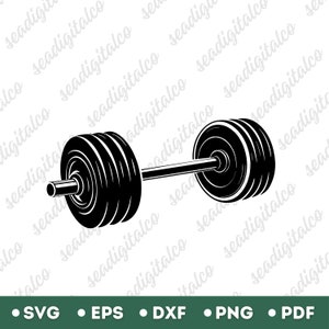 Black Barbell Svg, Gym Silhouette, Workout Svg, Dumb Bell Weight Lifting and Fitness, Dumbell Cut File, Dumbell Vector Illustration, DXF PNG
