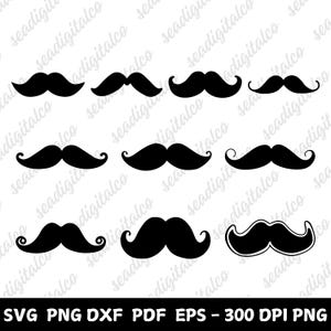 Mustache SVG Bundle | Mustache Clipart for Cricut & Silhouette | Mustache Cut Files | Retro Mustache Silhouettes | Laser Vector Files