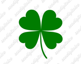4 Leaf Clover Svg, St Patricks Day Svg, Shamrock Svg Files, Irish Clover Svg, Leaf Clover Drawing, Shamrock Cricut Design, Lucky Svg, DXF