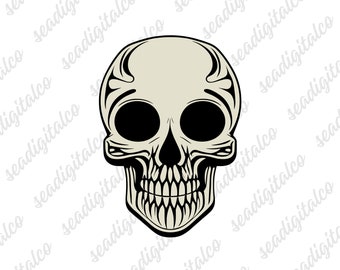 Skull Svg File, Human Skull Svg, Skull Svg Cut Files For Cricut, Skull Face Svg, Skull Vector, Skull Silhouette, Skeleton Svg, Gothic Svg
