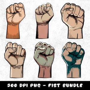 Raised Fist PNG Bundle, Activism Design Clipart, Protest Symbol Graphic, Solidarity Hand Fist Silhouette, Equality Shirt Png