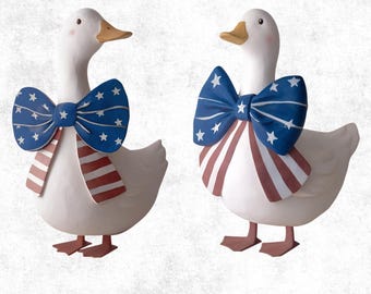 Red White and Goose PNG Sublimation Design for 4th of July Patriotic Shirt, Independence Day, Vintage USA Goose Clipart