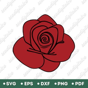 Rose SVG, Red Rose Svg, Rose Clipart Png, Flower Svg, Floral Svg, Cut File Cricut, Vector Illustration, Rose Dxf File, Digital Download