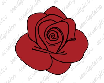 Rose SVG, Red Rose Svg, Rose Clipart Png, Flower Svg, Floral Svg, Cut File Cricut, Vector Illustration, Rose Dxf File, Digital Download