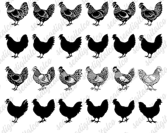 Chicken SVG Bundle | Funny Rooster, Hen Clipart | Farm Life Cut Files for Cricut & Silhouette | Chicken Lover PNG Designs | Laser Svg