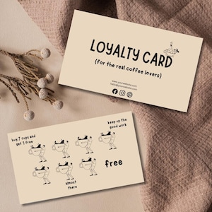 Carte de fidélité | Carte de fidélité Coffee Shop | Petite entreprise | Carte modifiable et imprimable | de Curly Ideas
