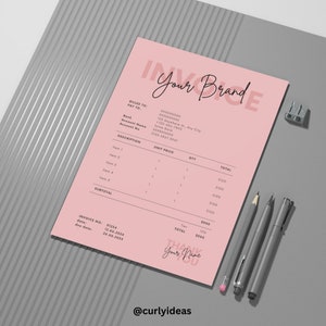 Factuursjabloon | Digitale factuur | Branding voor kleine bedrijven | Bewerkbaar en afdrukbaar | door Curly Ideas