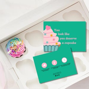 Verzorgingskaartsjabloon voor cupcakes | Onderhoudsinstructies voor cupcakes | Branding | Afdrukbare kaart | door Curly Ideas