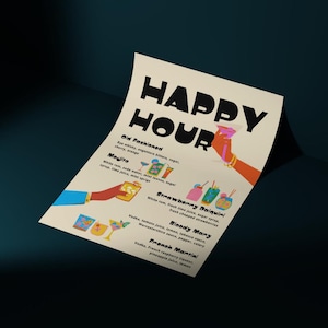 Happy Hour Menü | Menüleiste | Happy Hour Zeichen | von Curly Ideen
