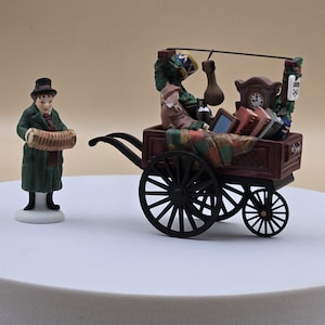 Department 56, Chelsea Market Curiosities Monger & Cart, Heritage Village Accessory, Dept 56, Retired Department 56, Vintage Collectible