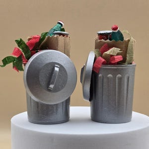 Department 56, Christmas Trash Cans, Snow Village Accessory, Dept 56, Retired Department 56, Vintage Collectible