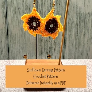 Patroon gehaakte zonnebloemoorbellen | Haakpatroon voor beginners | Patroon zonnebloemoorbellen voor herfst en herfst | Direct downloaden