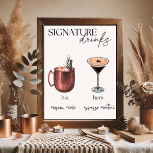 Signature Drinks Bar Menu Template
