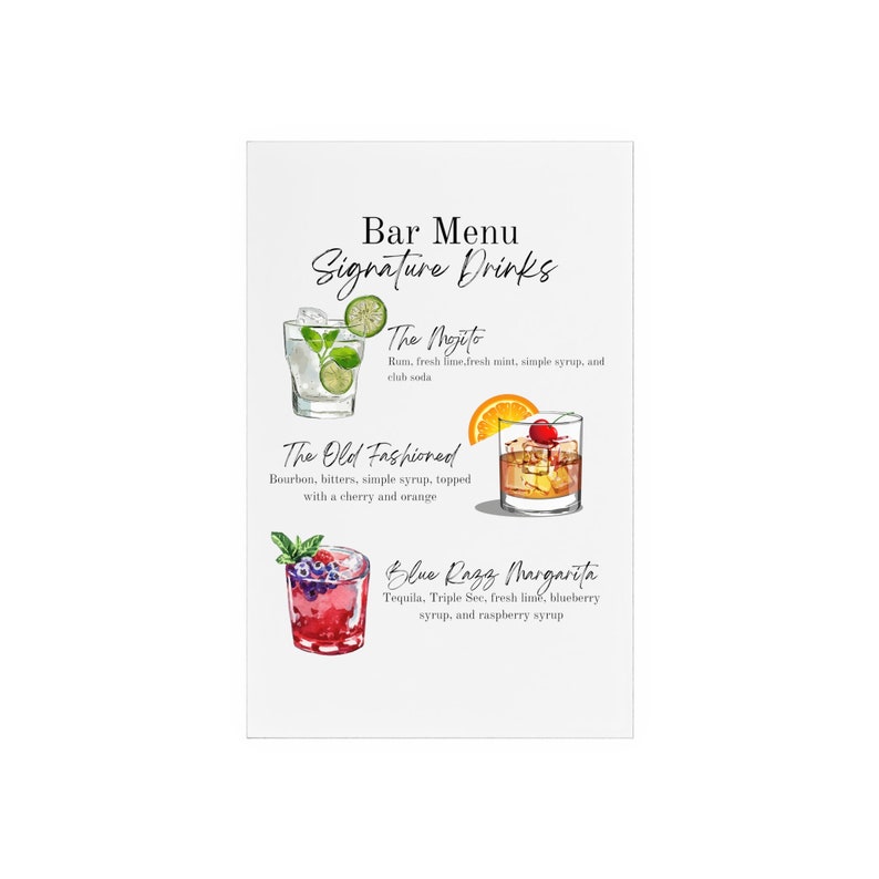 Signature Drinks Bar Menu Template Etsy