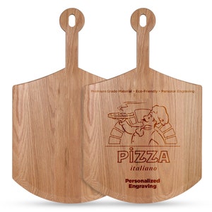 Personalized Pizza Peel / Custom Name Engraved Wooden Pizza Board / Pizza Paddle Server Tray / Kitchen Chef Gift image 9