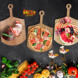 Personalized Pizza Peel / Custom Name Engraved Wooden Pizza Board / Pizza Paddle Server Tray / Kitchen Chef Gift image 6