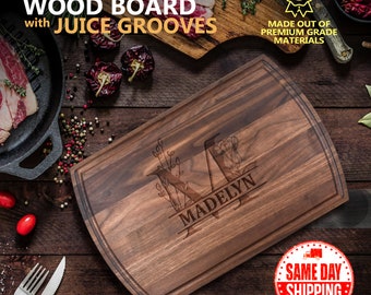 Personalized Cutting Board - Capsule Shaped Rectangular Wood - Wedding Gift - Anniversary Gift - Couple Gift - Custom Engraved Cutting Board