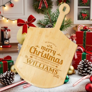 Personalized Pizza Peel / Christmas Gift/ Custom Name Engraved Wooden Pizza Board / Pizza Paddle Server Tray / Kitchen Chef Gift