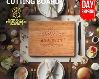 Personalized Cutting Board - Classic Rectangular Wood - Wedding Gift - Anniversary Gift – Couple Gift – Custom Engraved Cutting Board