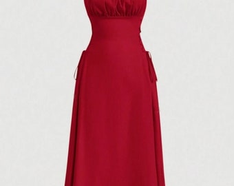 Red Date Night Long Dress , Romantic Red Long Dress