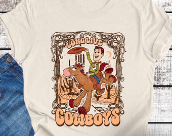 Toy Story  Cowboy Woody Shirt, Retro Disney Toy Story Characters Shirt, Funny Jessie And Bullseye Cowboy Tee