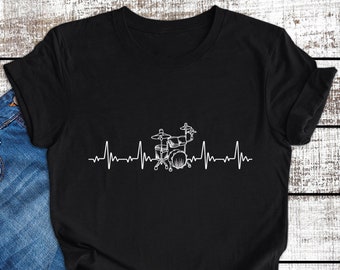 Drummer Heartbeat T-Shirt: Musician Band Tee