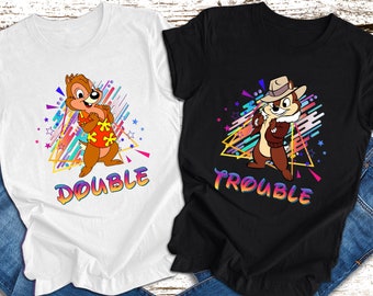 Chip n Dale Shirt, Retro 90s Double Trouble Shirt, Disney Couple Matching Shirt, Walt Disney World Tee, Magic Kingdom Disney Family Vacation