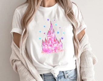 Watercolor castle Custom Shirt, Princess castle shirt, Vacation shirt, Magical Castle Shirt, Wizard castle Shirt, Orlando Shirt,Matching tee