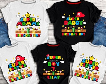 Personalized Super Mario Birthday Family Shirt, Super Mario Birthday Raglan Shirt, Family Matching, Super Mario Brothers Birthday Top Tank