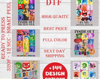 Inside Out Emotions DTF Print, Inside Out 2 Characters DTF Transfers, DTF Transfers Ready for Press, Direct to Film, Disney Inside Out Dtf