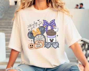 Disney Literally Just A Girl Halloween Shirt, Minnie Bow Coffee Tee, Disney Pumpkin Fall Tee, Disneyland Halloween Tee, Disney Girl's Trip