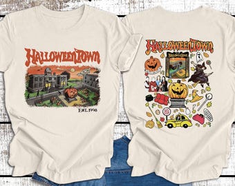 Retro Halloweentown Est 1998 Fall Family Party 2 Sided Halloween Shirt