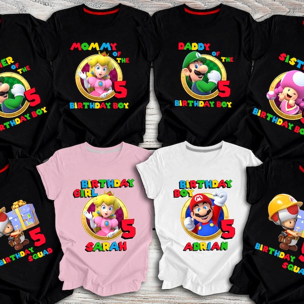 Super Mario Birthday Shirt, Super Mario Birthday Family Shirt, Family Matching Raglan Tee, Personalized Super Mario Brother Birthday TankTop