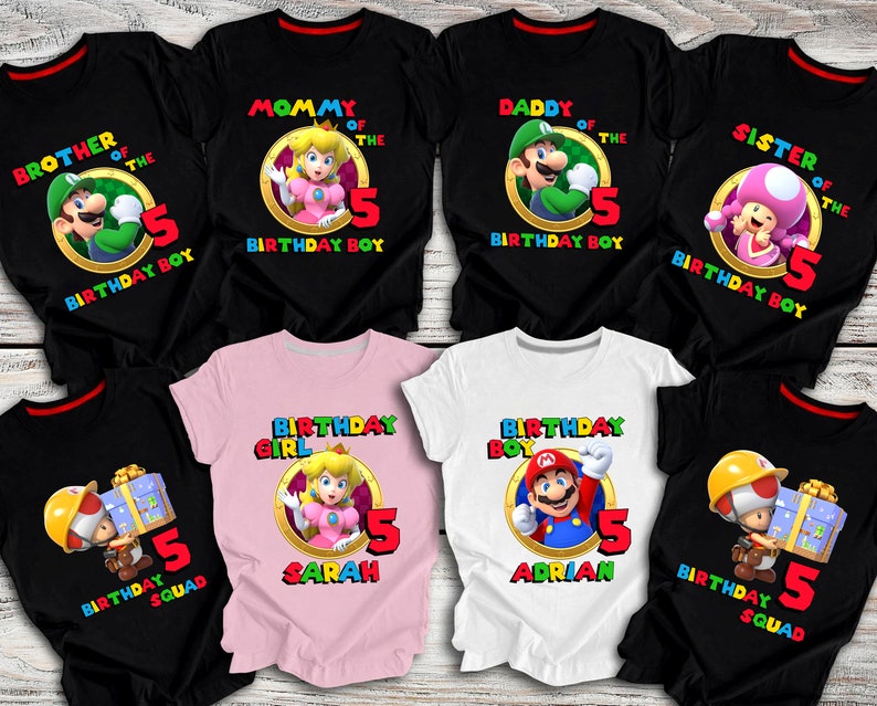 Super Mario Birthday Shirt, Super Mario Birthday Family Shirt, Family Matching Raglan Tee, Personalized Super Mario Brother Birthday TankTop image 1