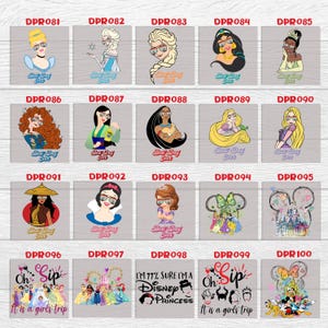 May include: A digital collage sheet with 10 rows of 5 images each. Each image features a different Disney princess wearing sunglasses and a t-shirt with the text "Best Day Ever". The images are arranged in a grid pattern and are all in a cartoon style.