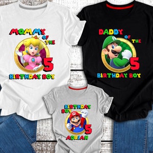 Super Mario Birthday Shirt, Super Mario Birthday Family Shirt, Family Matching Raglan Tee, Personalized Super Mario Brother Birthday TankTop image 2