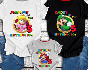 Super Mario Birthday Family Shirt, Super Mario Birthday Raglan Shirt, Family Matching Tee, Personalized Super Mario Brother Birthday TankTop