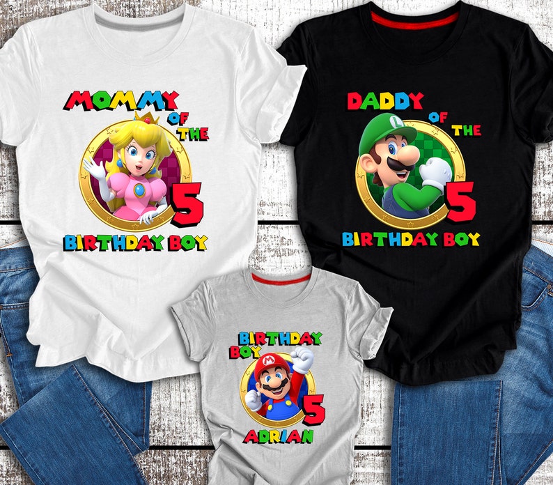 Super Mario Birthday Shirt, Super Mario Birthday Family Shirt, Family Matching Raglan Tee, Personalized Super Mario Brother Birthday TankTop image 2