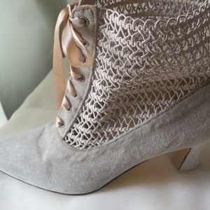Lace Up Ankle Boots Formal Booties TAN Suede Leather Cord Overlay Size 7M - FREE Gift Included!!