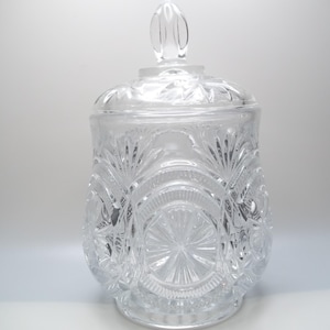 Vintage Crystal Lidded Candy Dish | Starburst Cut Glass Jar with Tall Knob Lid | Elegant Storage Container - FREE Gift Included!!