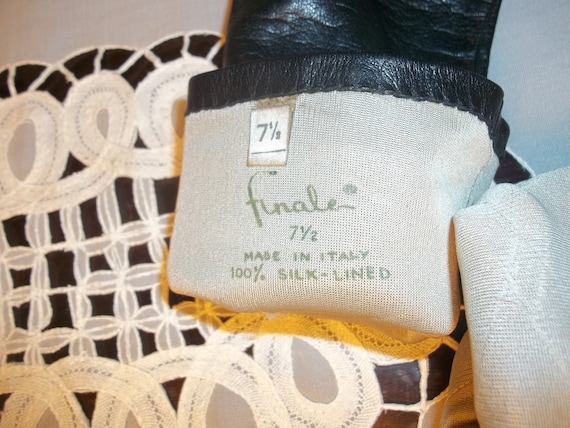 Black Leather Dress Gloves Finale's Metis Made in Italy 100% Silk Lined by Finale Glove Company Size 7 1/2 - Free Gift Included!!