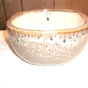 Lava Glazed Stoneware Planter - Square, Brown Speckled with Cream Interior, Large, Vintage  - FREE Gift Included!!