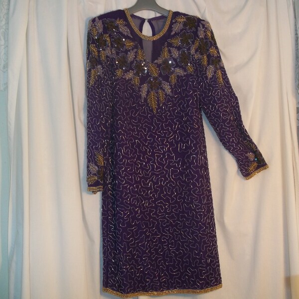 12832 Purple Gold Button Detail Dress