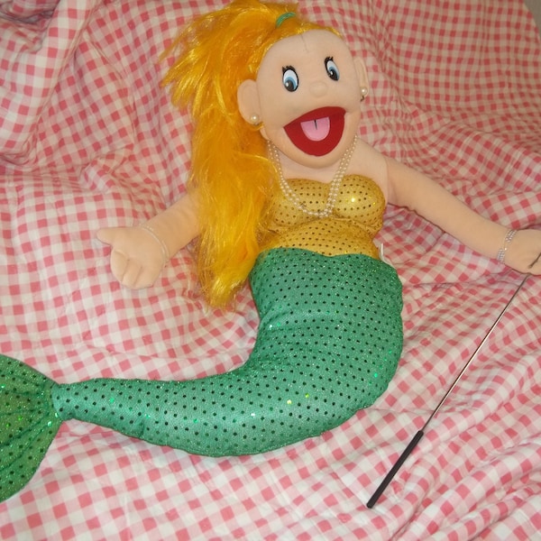 Mermaid Puppet Ventriloquist Doll with Detachable Arm Control Rod by Sunny Toys 28 Inches