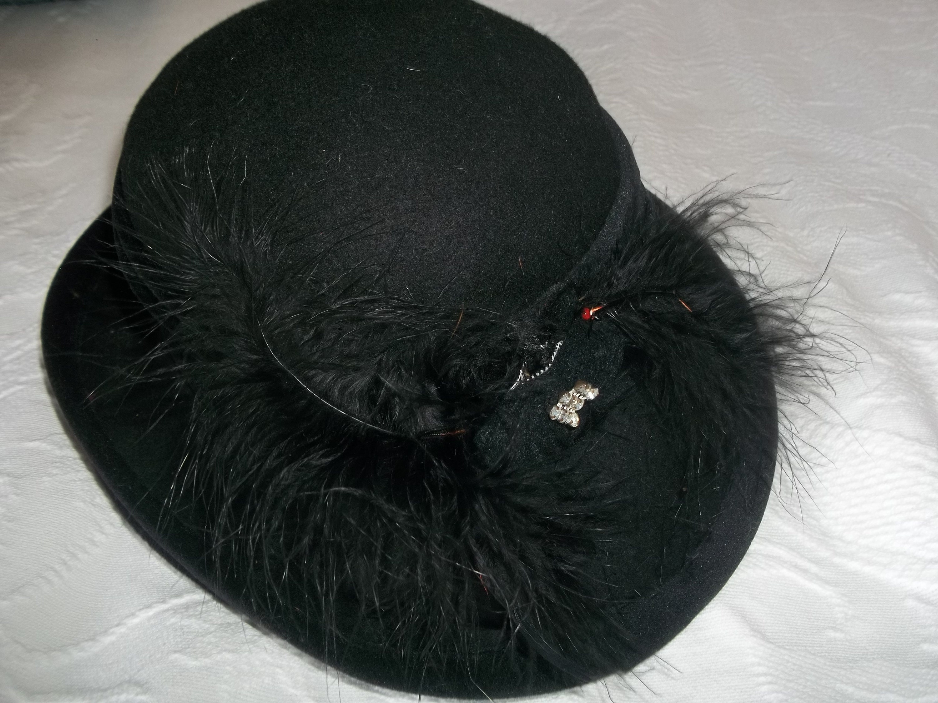 Liz Claiborne Crazy Horse - Wool Felt Hat Black Brimmed 